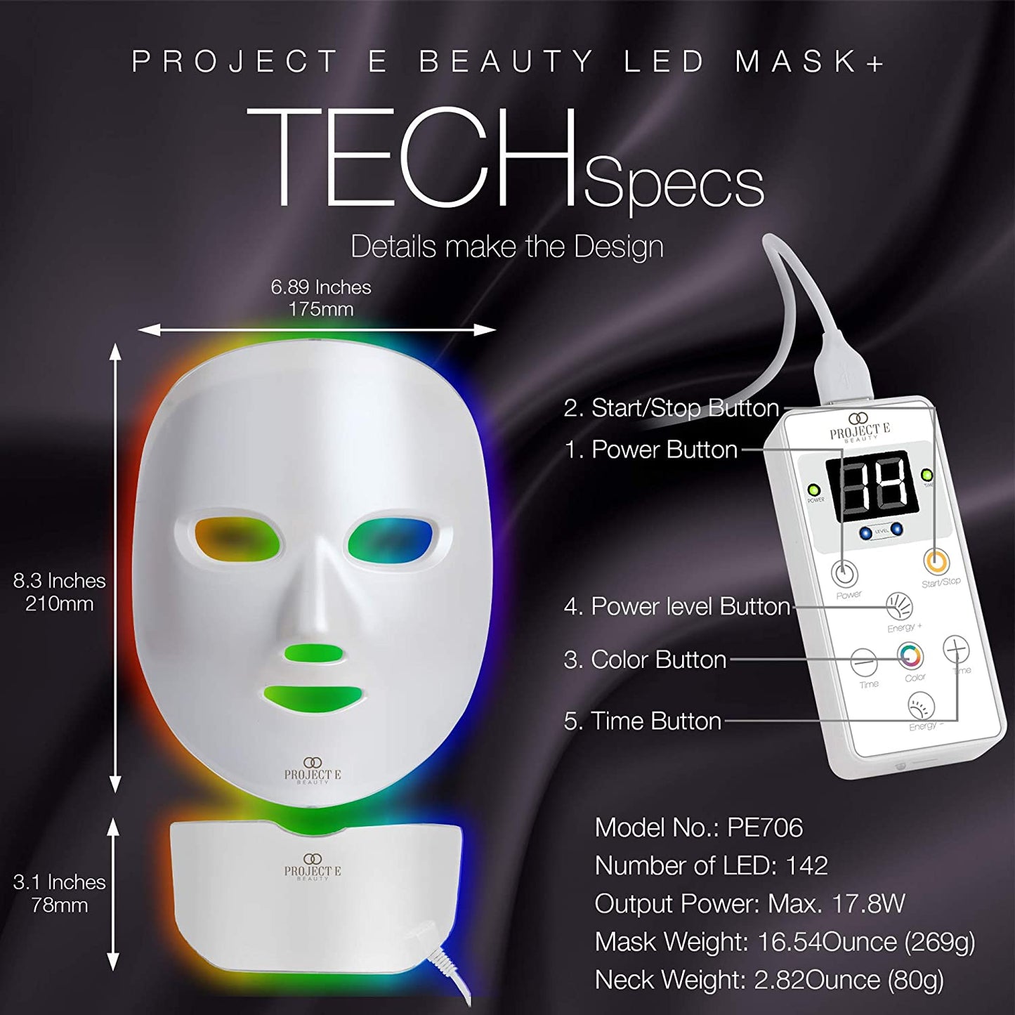 Project E Beauty LED Light Therapy Face & Neck Mask